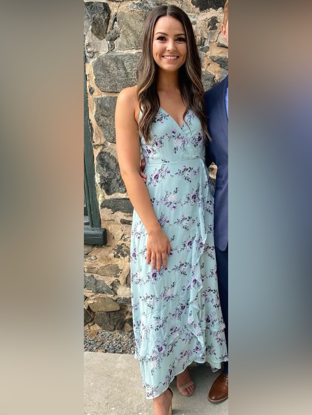 Floral Light Blue Maxi Dress